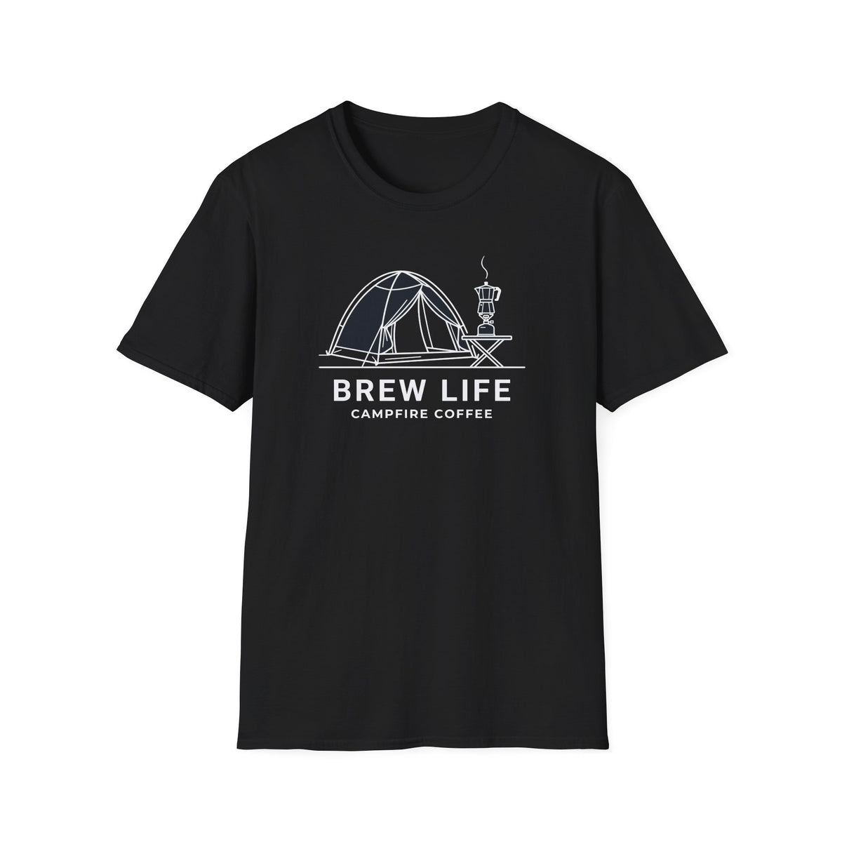 Brew life campfire coffee – Adventure Graphic Line Art T-Shirt