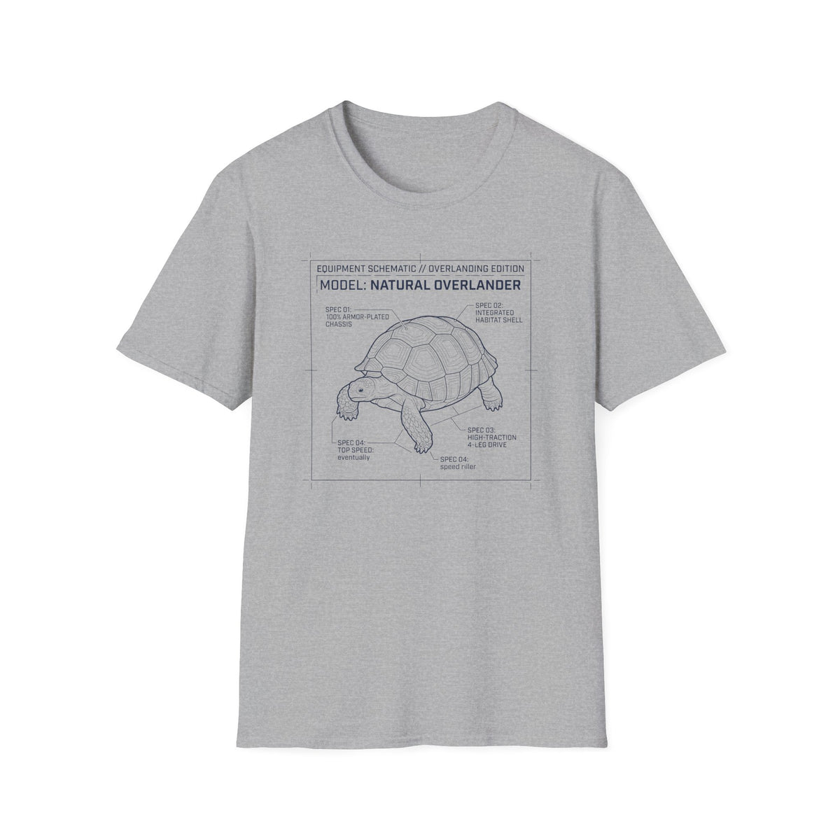 Natural overlander tortoise – Adventure Graphic Blue Print Art T-Shirt