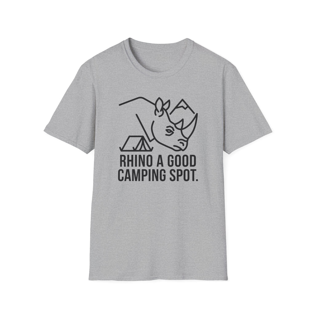 Rhino a good camping spot – Adventure Graphic Line Art T-Shirt