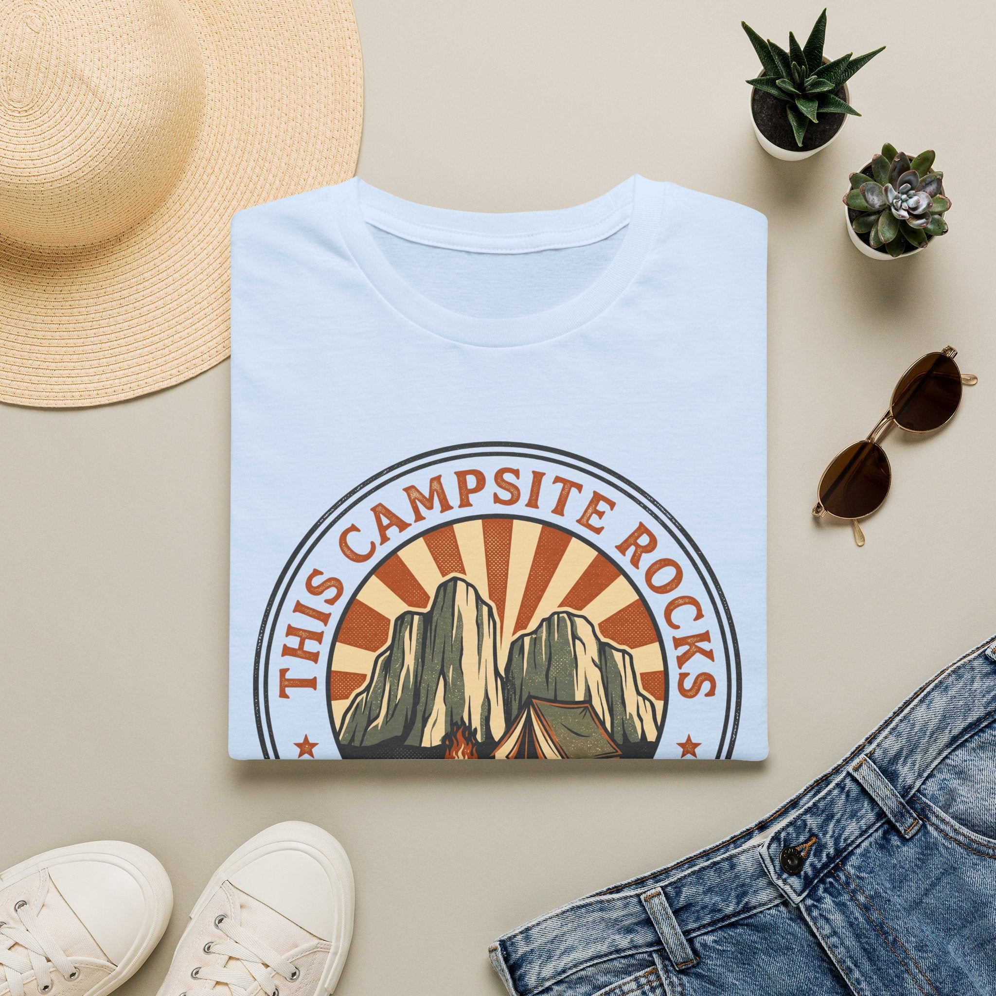 This camp site rocks – Adventure Graphic Badge Art T-Shirt