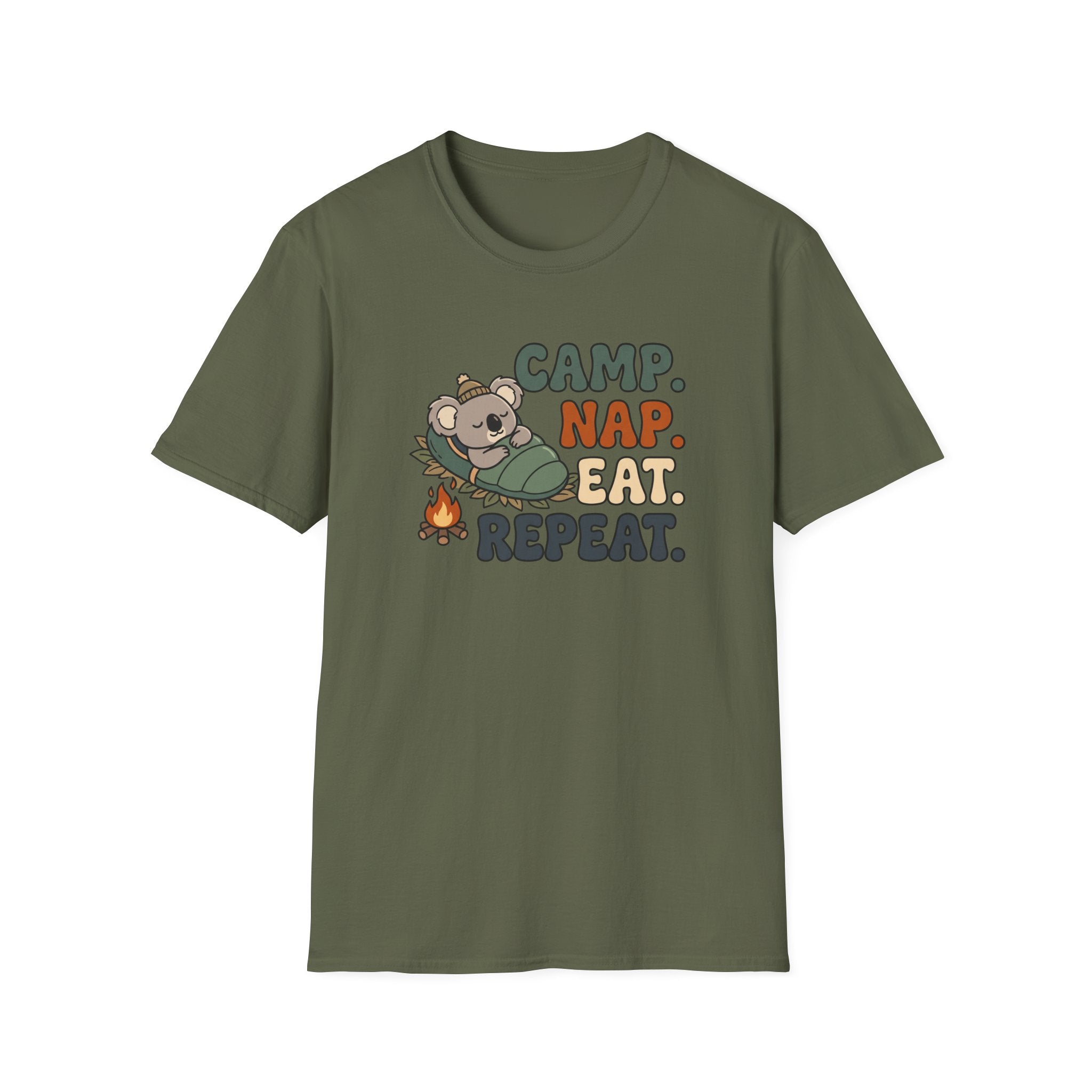 Camp nap eat repeat koala – Adventure Graphic Cartoon Art T-Shirt