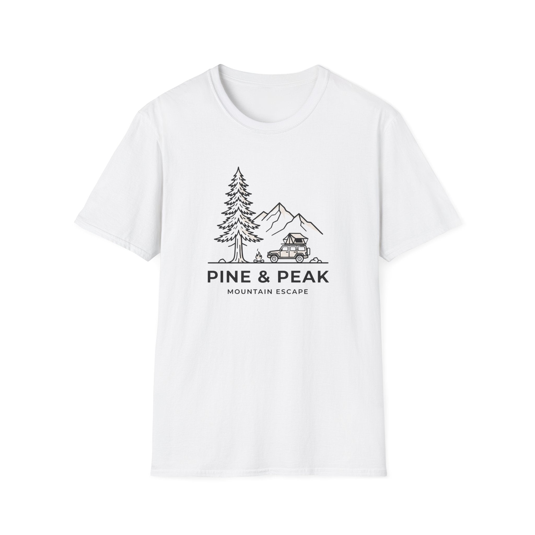 Pine and peak mountain escape – Adventure Graphic Line Art T-Shirt