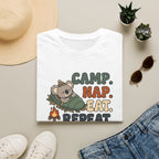 Camp nap eat repeat koala – Adventure Graphic Cartoon Art T-Shirt