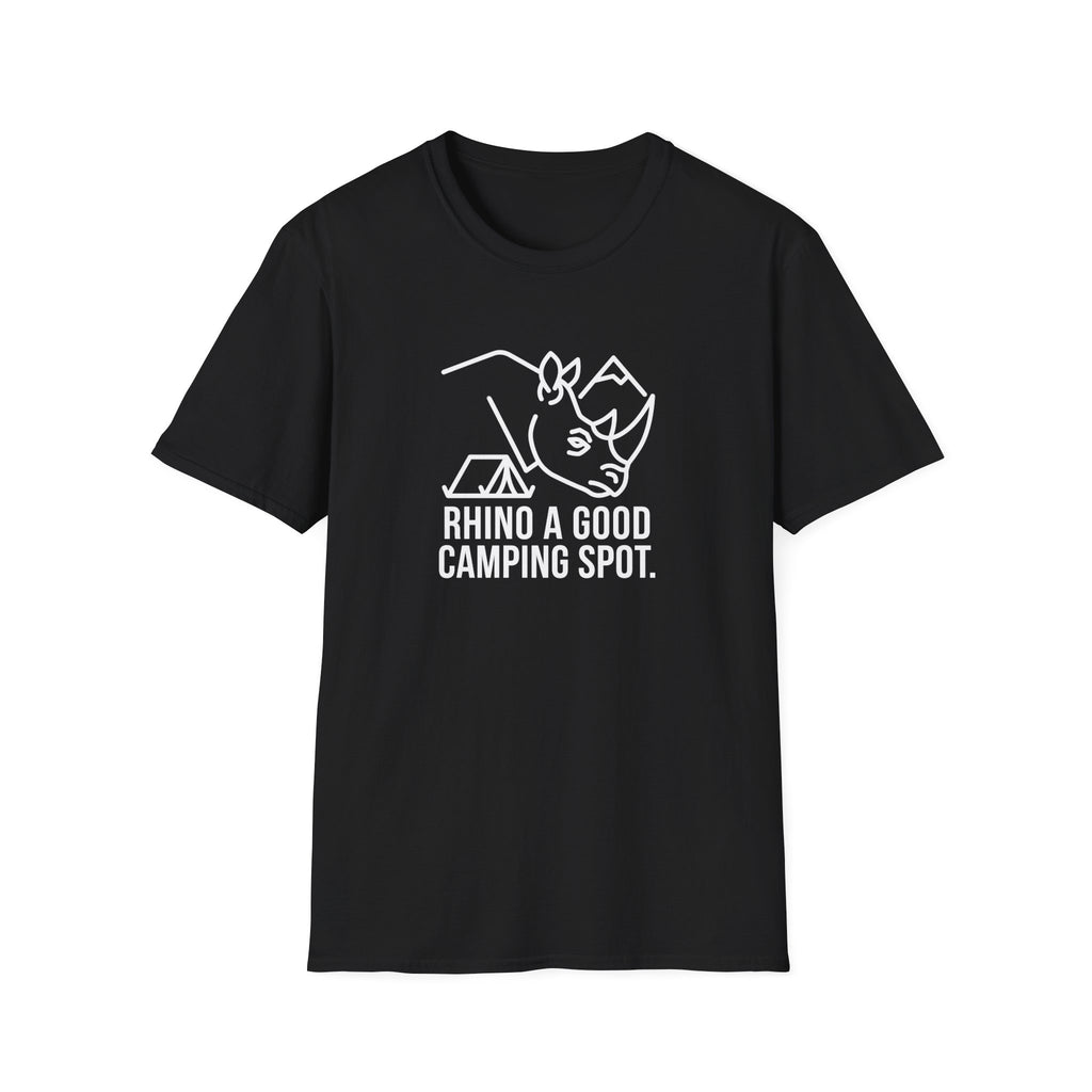 Rhino a good camping spot – Adventure Graphic Line Art T-Shirt