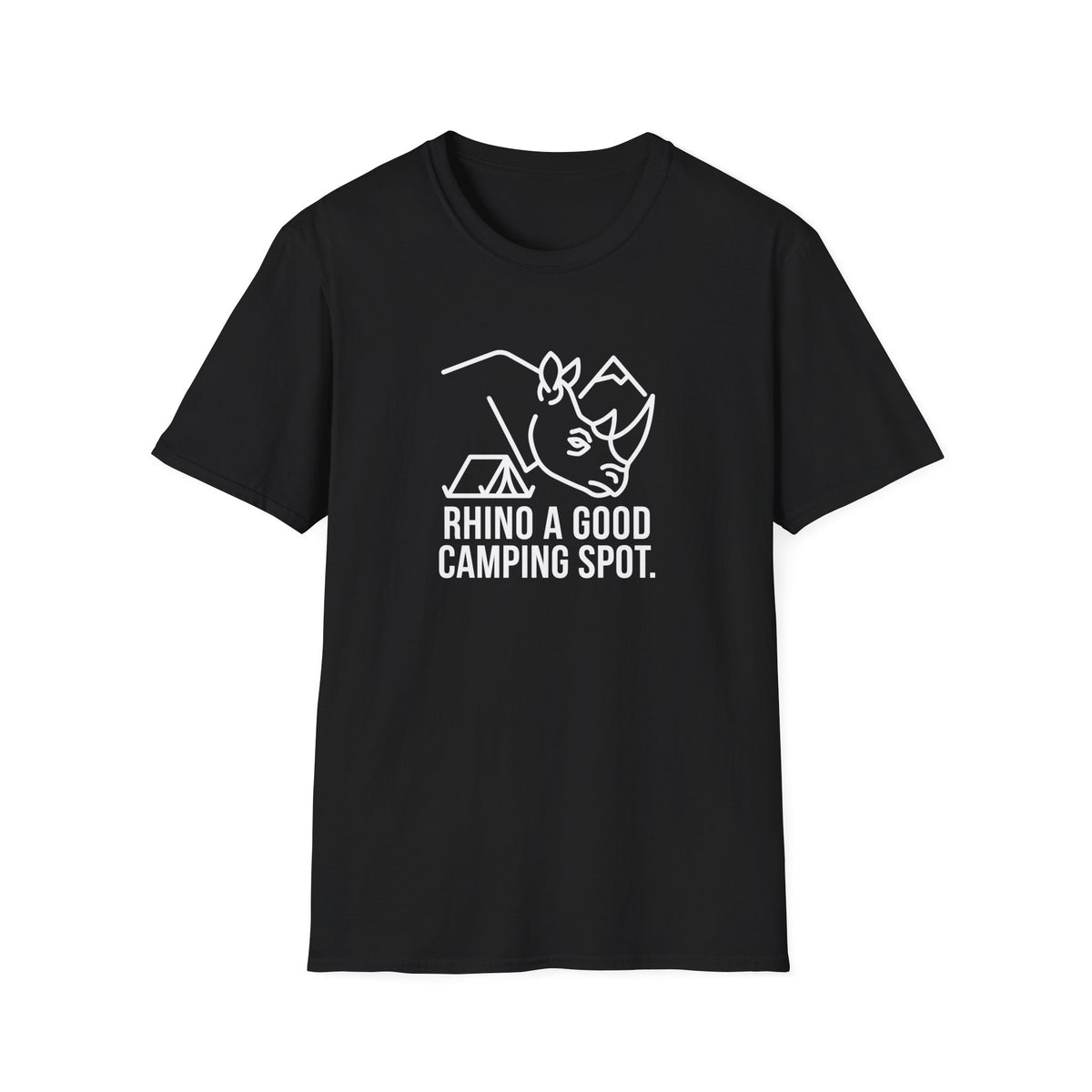 Rhino a good camping spot – Adventure Graphic Line Art T-Shirt