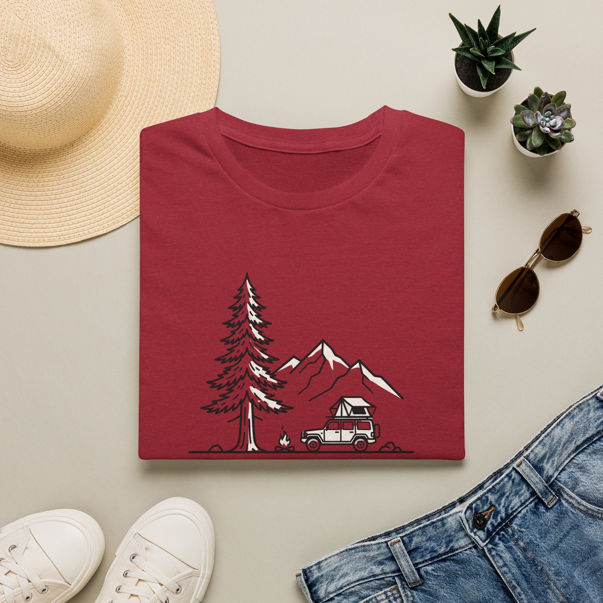 Pine and peak mountain escape – Adventure Graphic Line Art T-Shirt