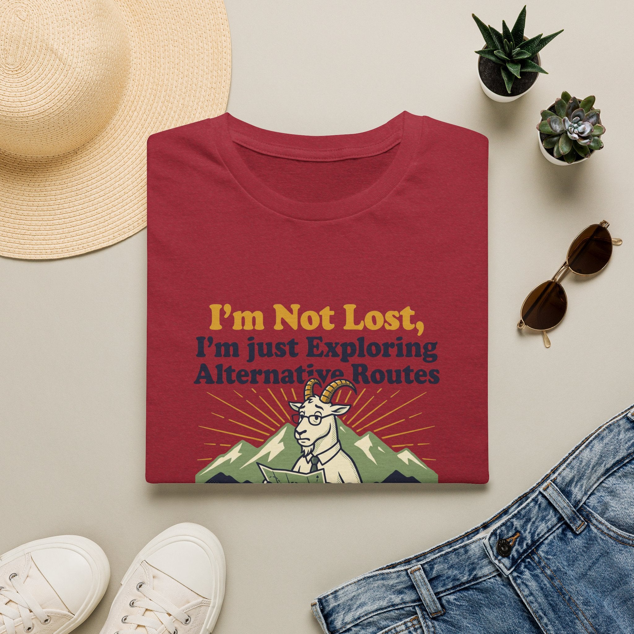 I am not lost Dad goat – Adventure Graphic Badge Art T-Shirt