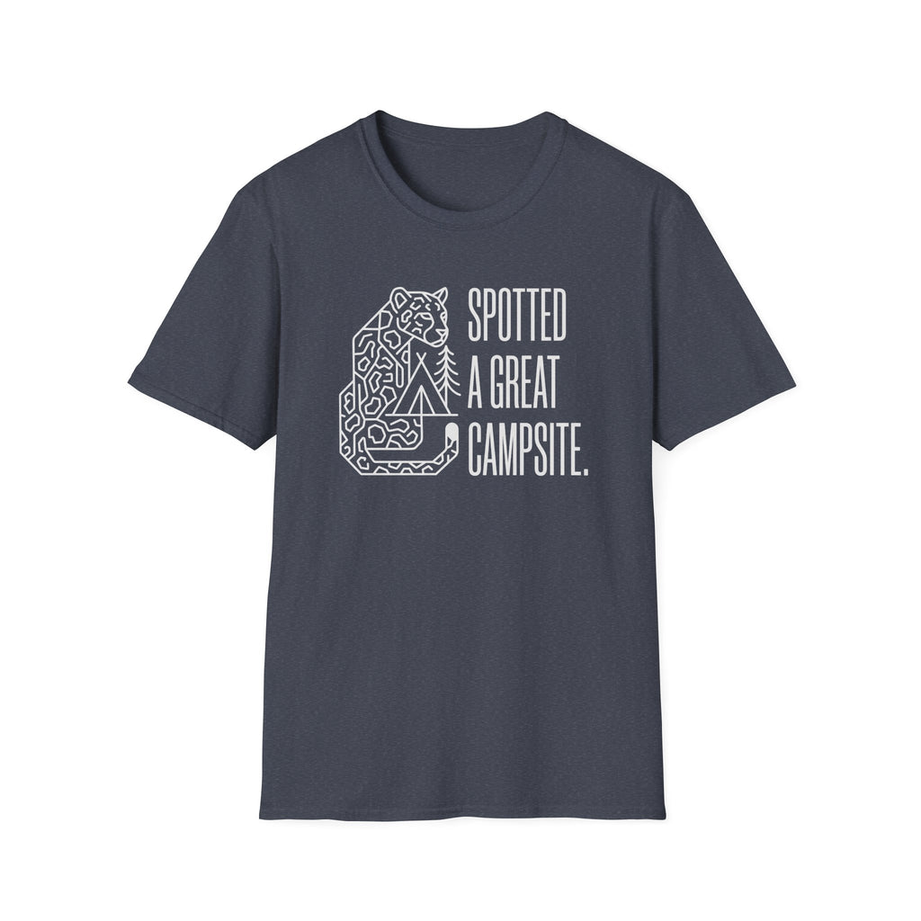 Spotted a great camp site leopard – Adventure Graphic Line Art T-Shirt