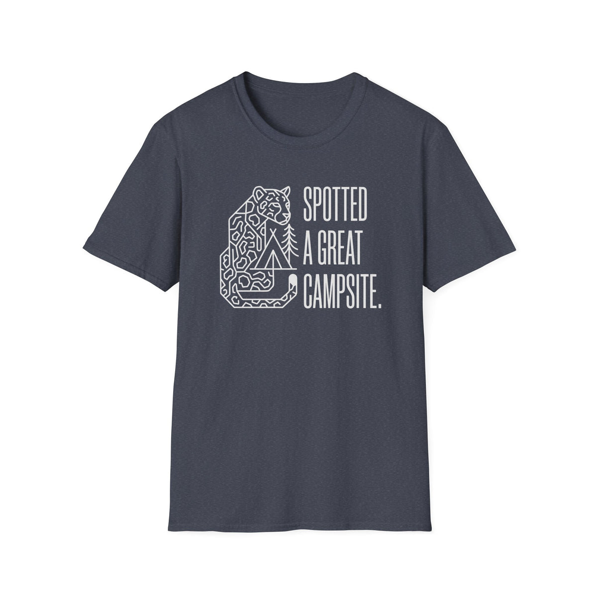 Spotted a great camp site leopard – Adventure Graphic Line Art T-Shirt