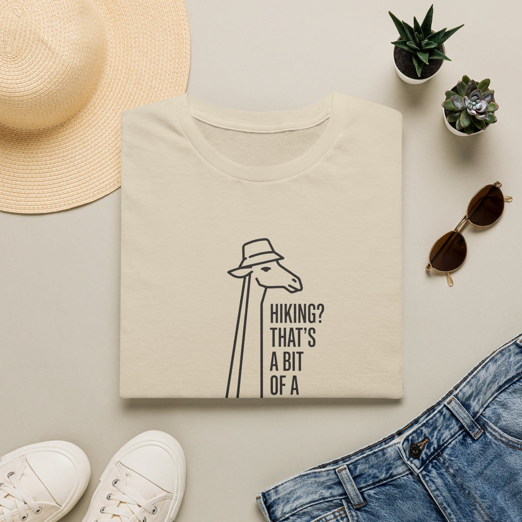 Hiking bit of a stretch giraffe – Adventure Graphic Line Art T-Shirt