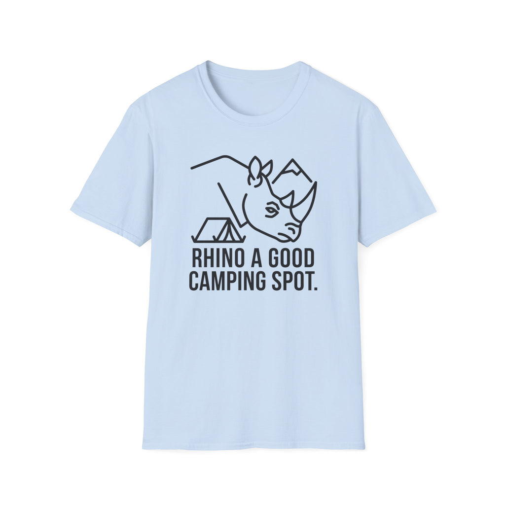 Rhino a good camping spot – Adventure Graphic Line Art T-Shirt
