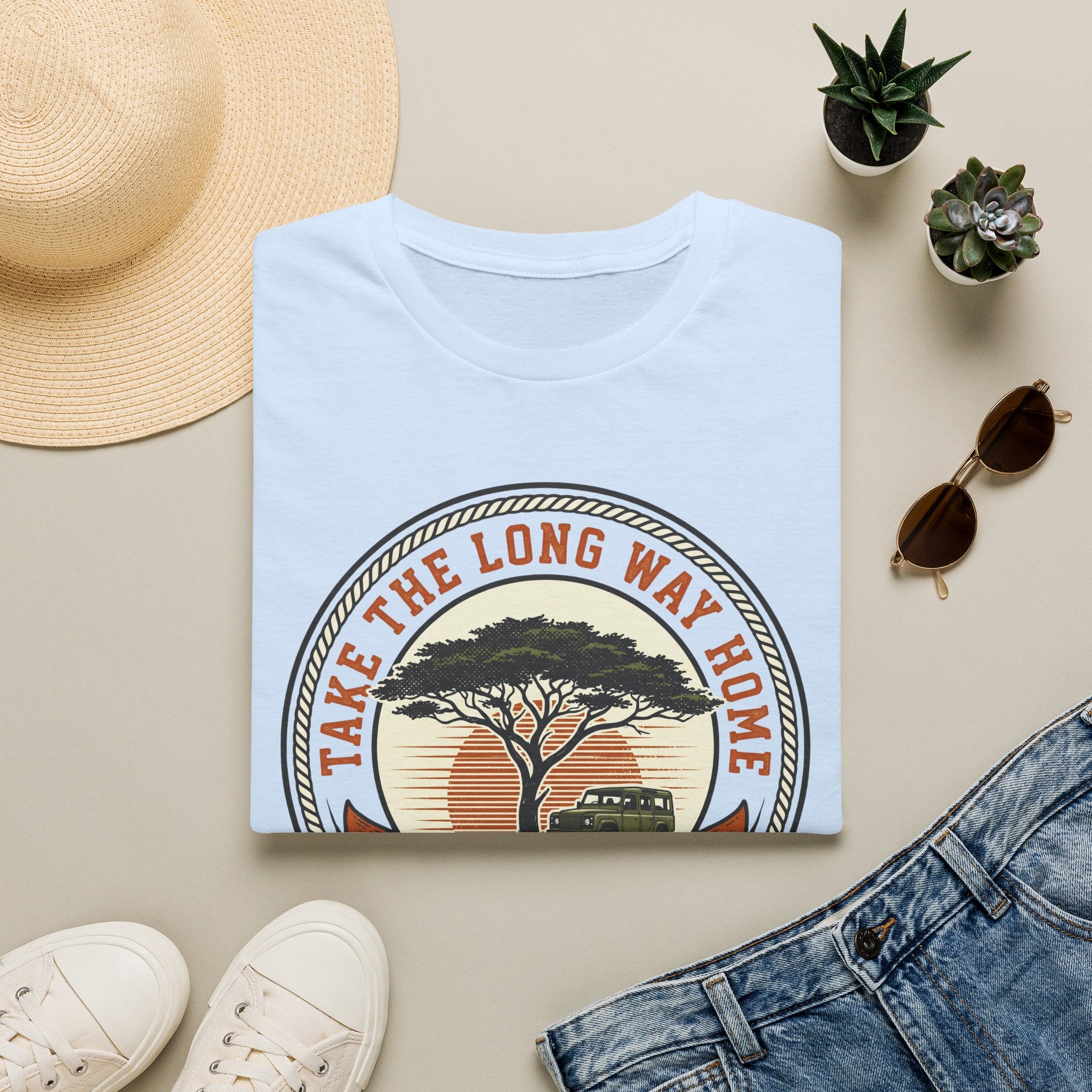 Take the long way home tree – Adventure Graphic Badge Art T-Shirt