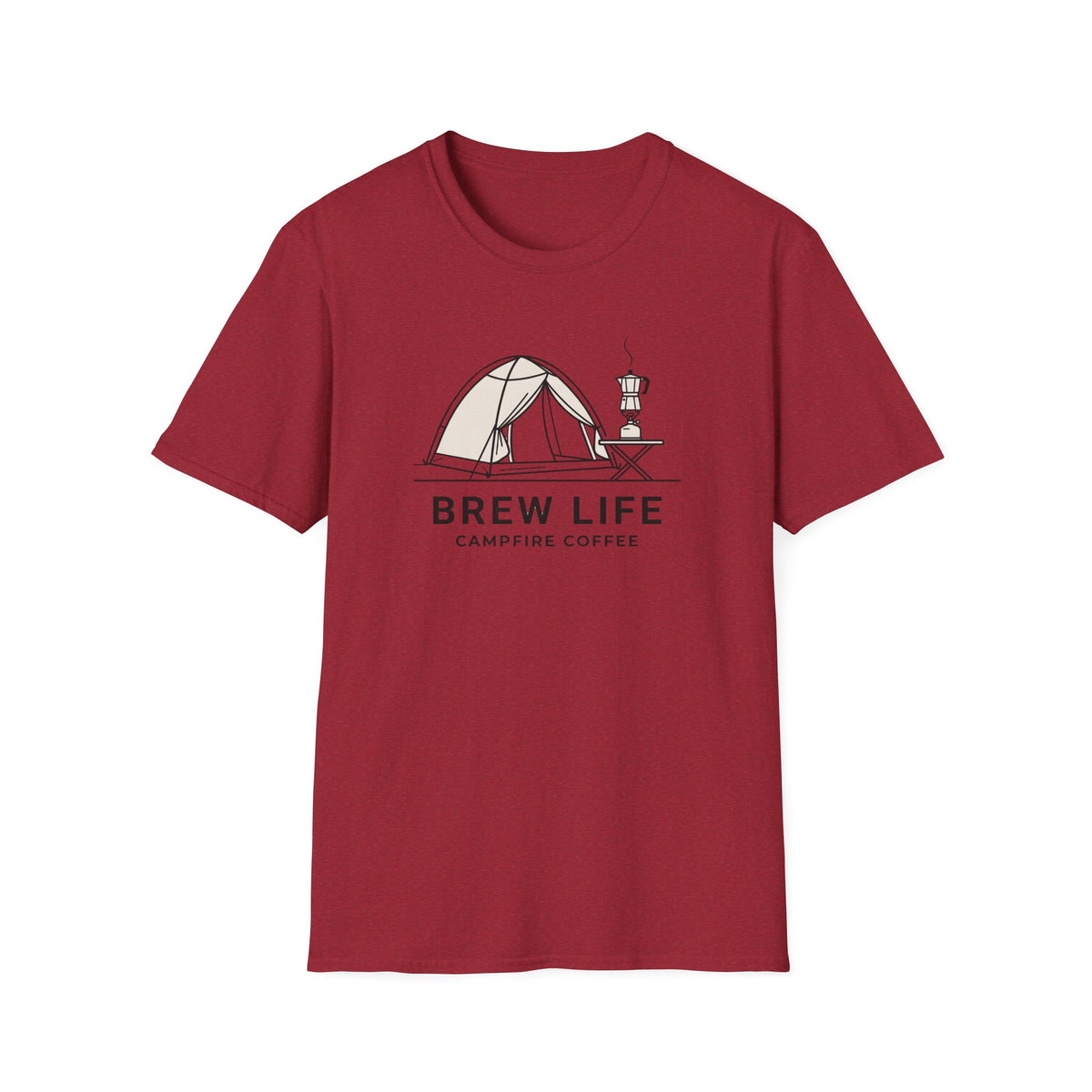 Brew life campfire coffee – Adventure Graphic Line Art T-Shirt