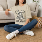 Axe and pack gear up – Adventure Graphic Line Art T-Shirt
