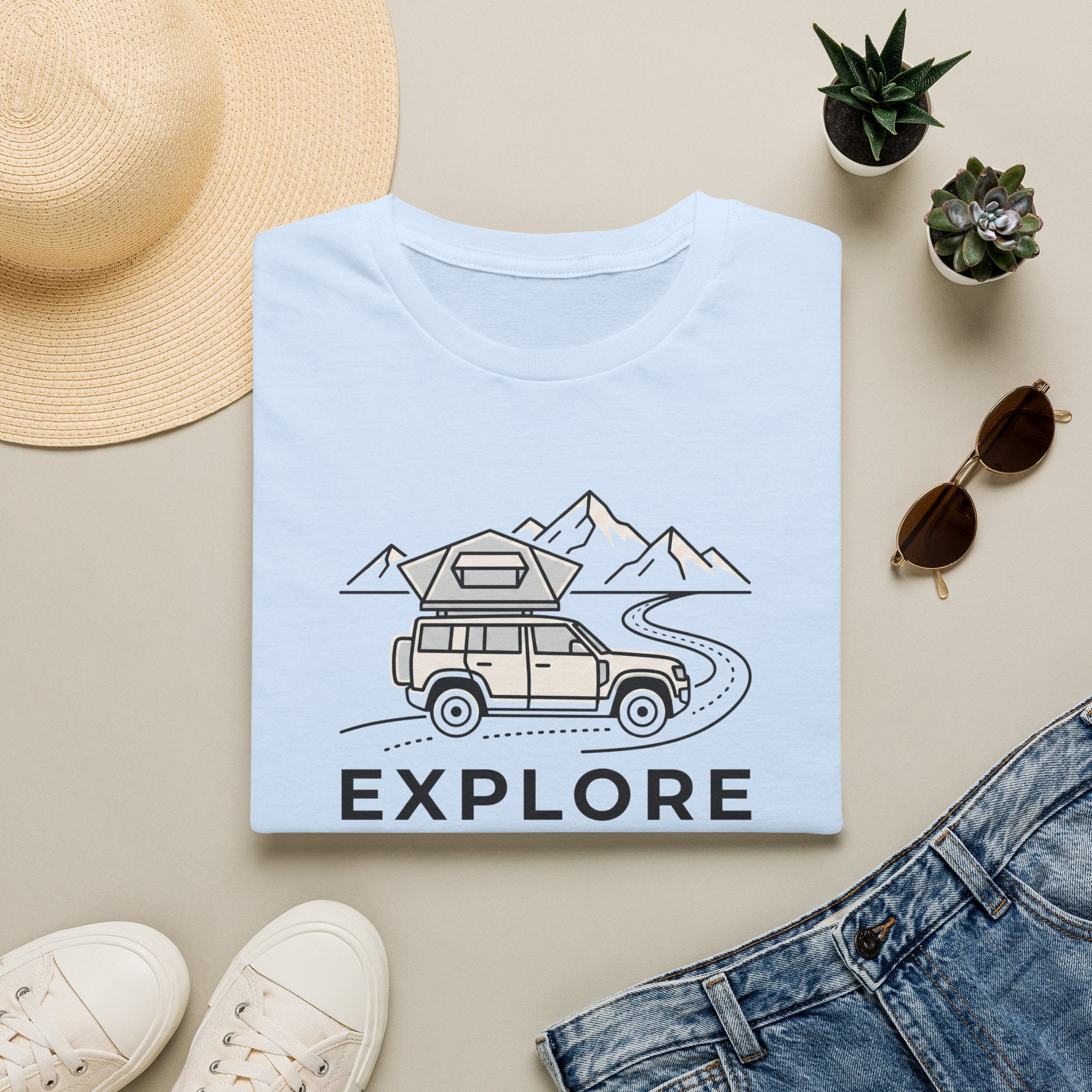 Explore the unknown find your path – Adventure Graphic Line Art T-Shirt