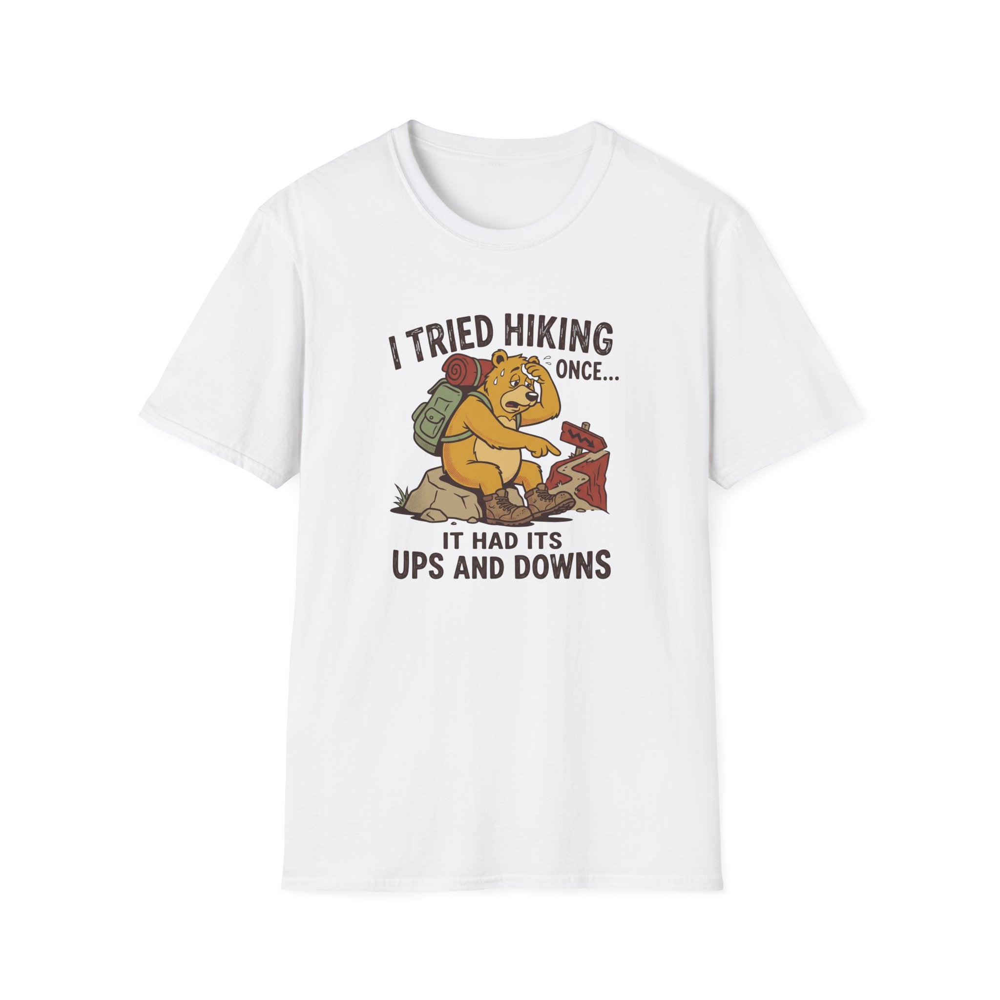 Hiking ups and downs bear – Adventure Graphic Cartoon Art T-Shirt