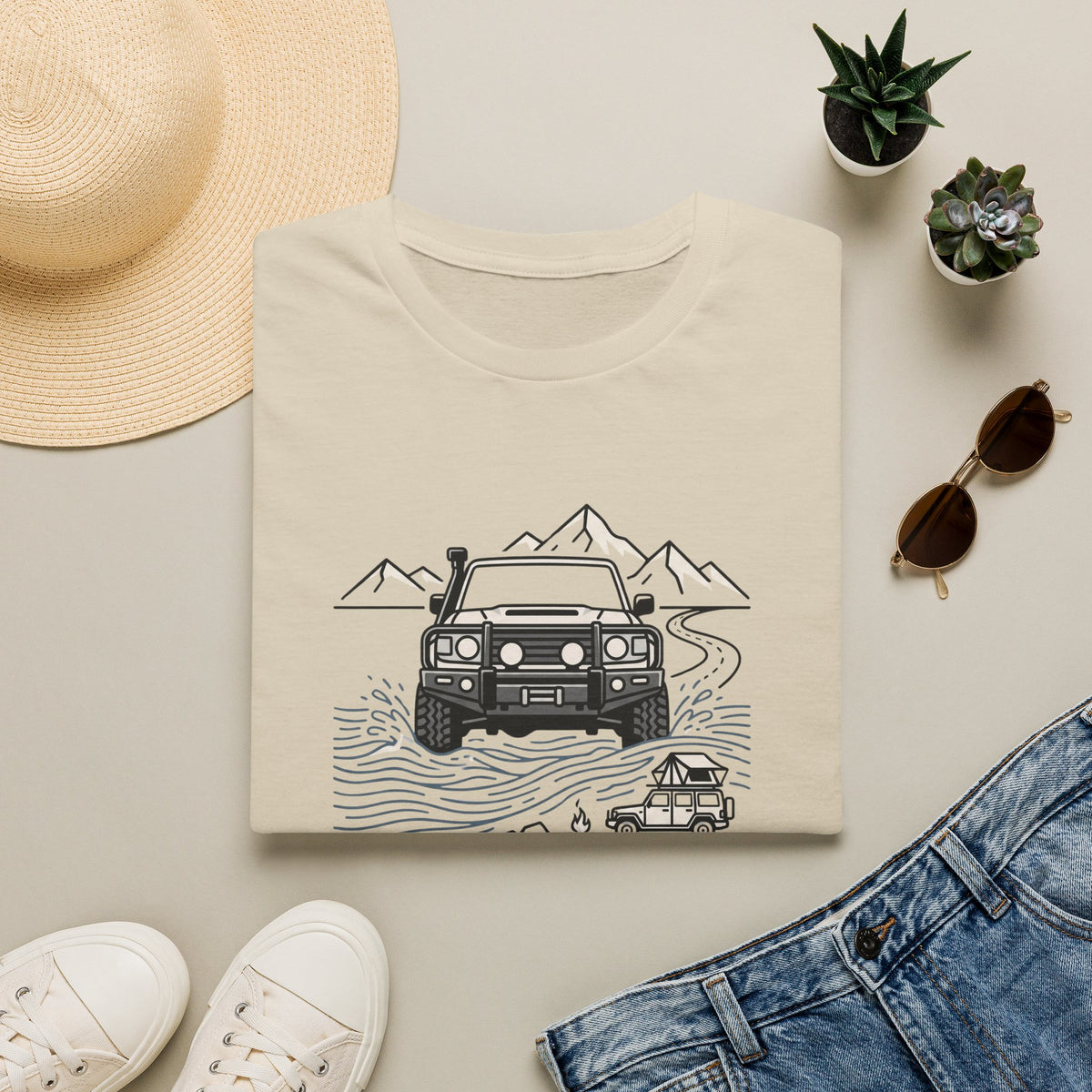 Cross creeks go further – Adventure Graphic Line Art T-Shirt