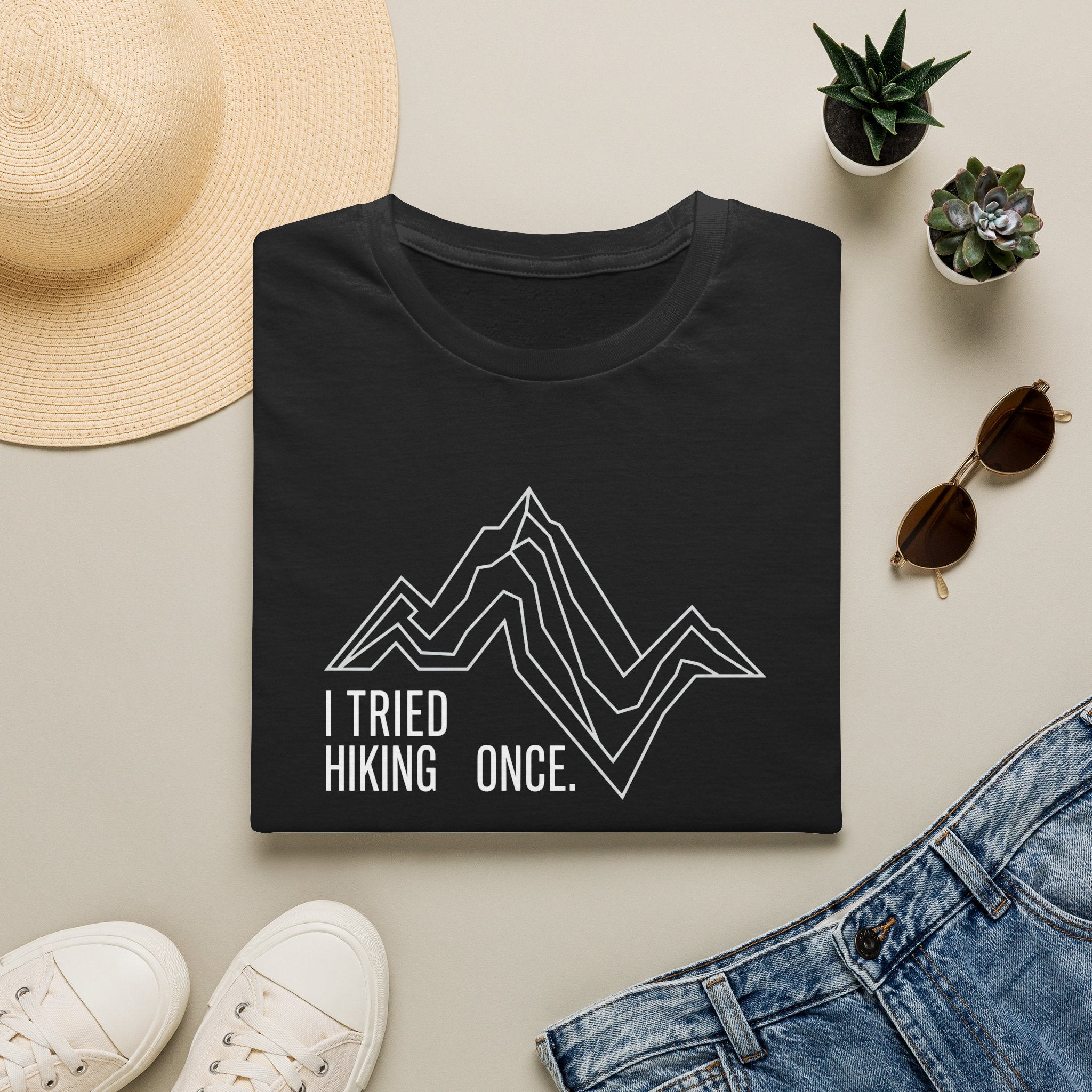 Hiking ups and downs – Adventure Graphic Line Art T-Shirt