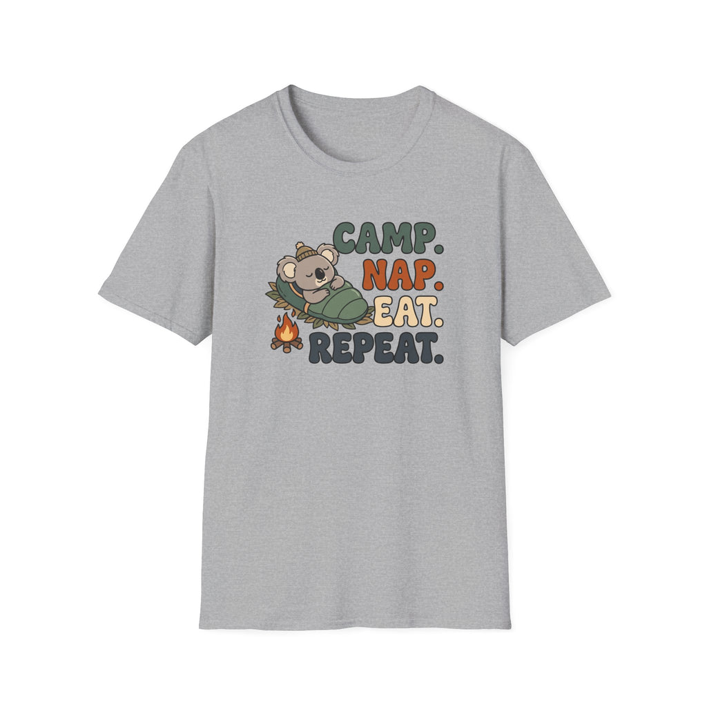 Camp nap eat repeat koala – Adventure Graphic Cartoon Art T-Shirt