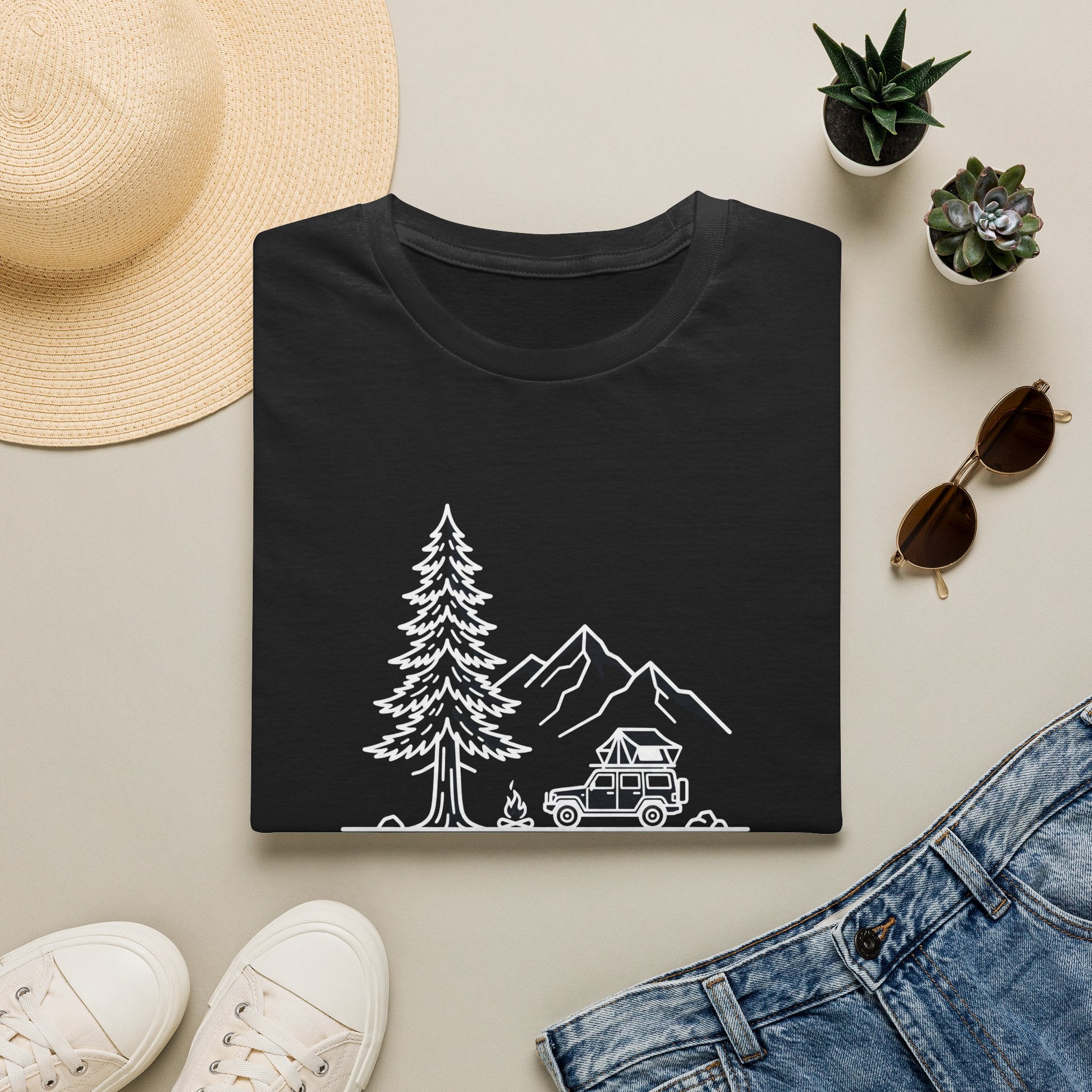 Pine and peak mountain escape – Adventure Graphic Line Art T-Shirt