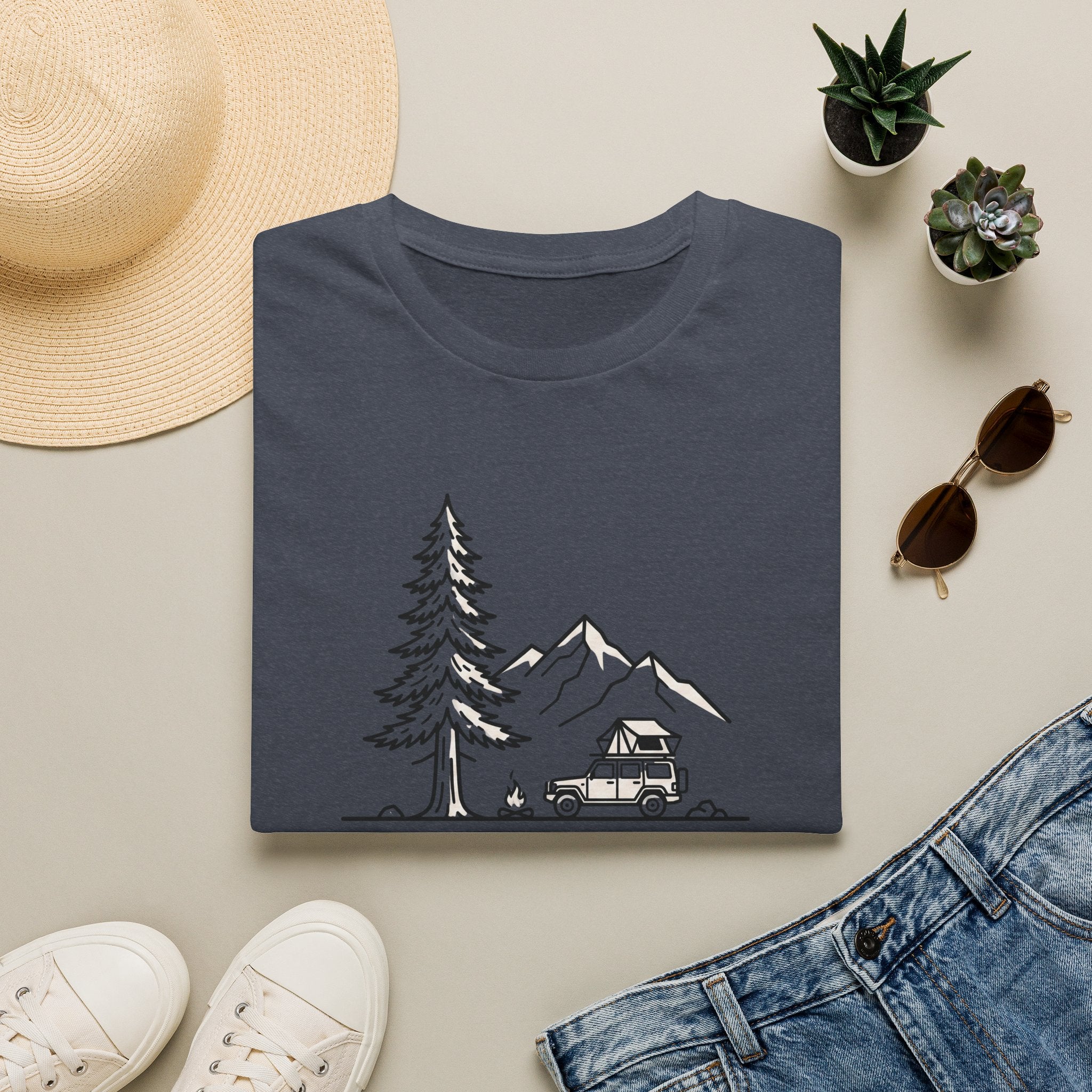 Pine and peak mountain escape – Adventure Graphic Line Art T-Shirt