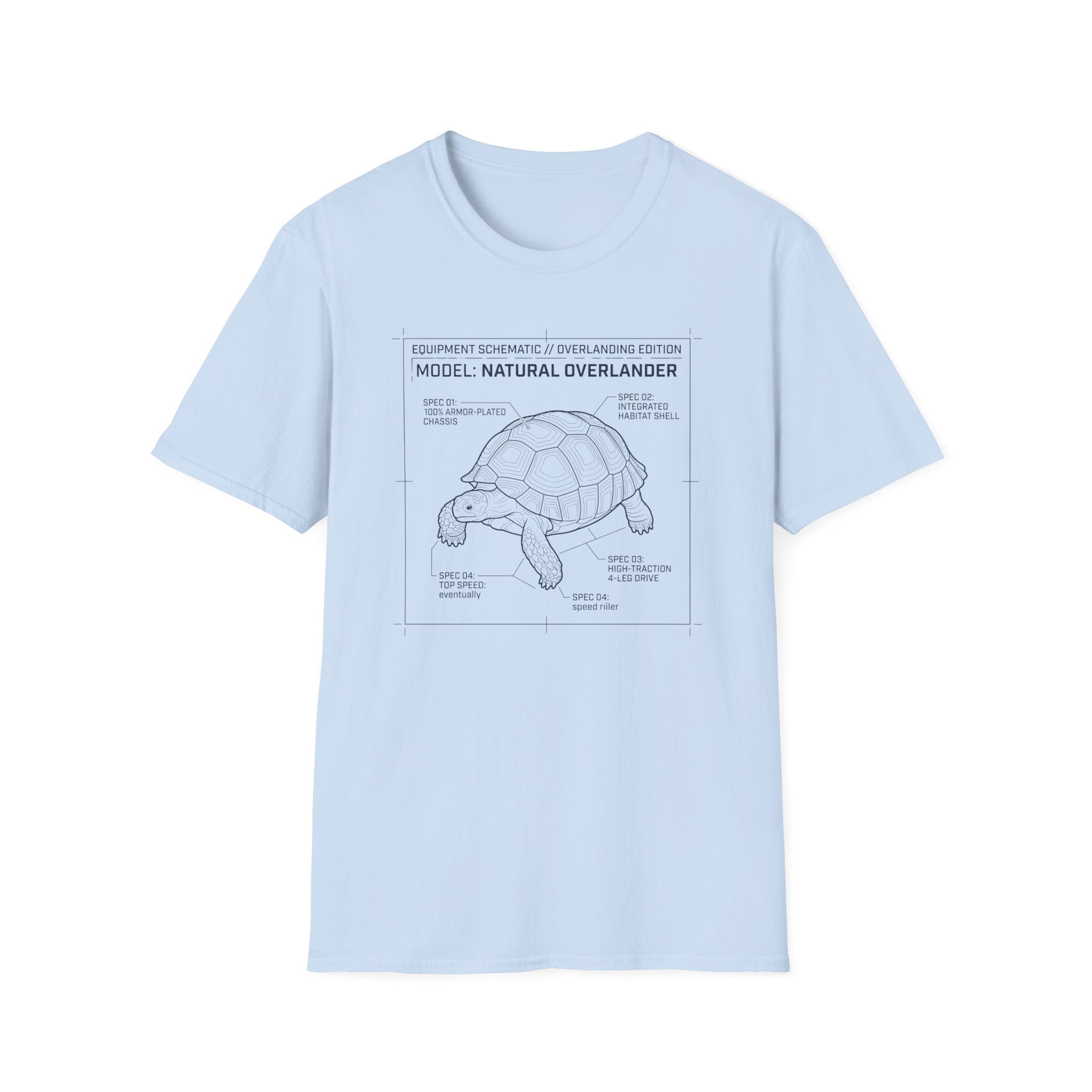 Natural overlander tortoise – Adventure Graphic Blue Print Art T-Shirt