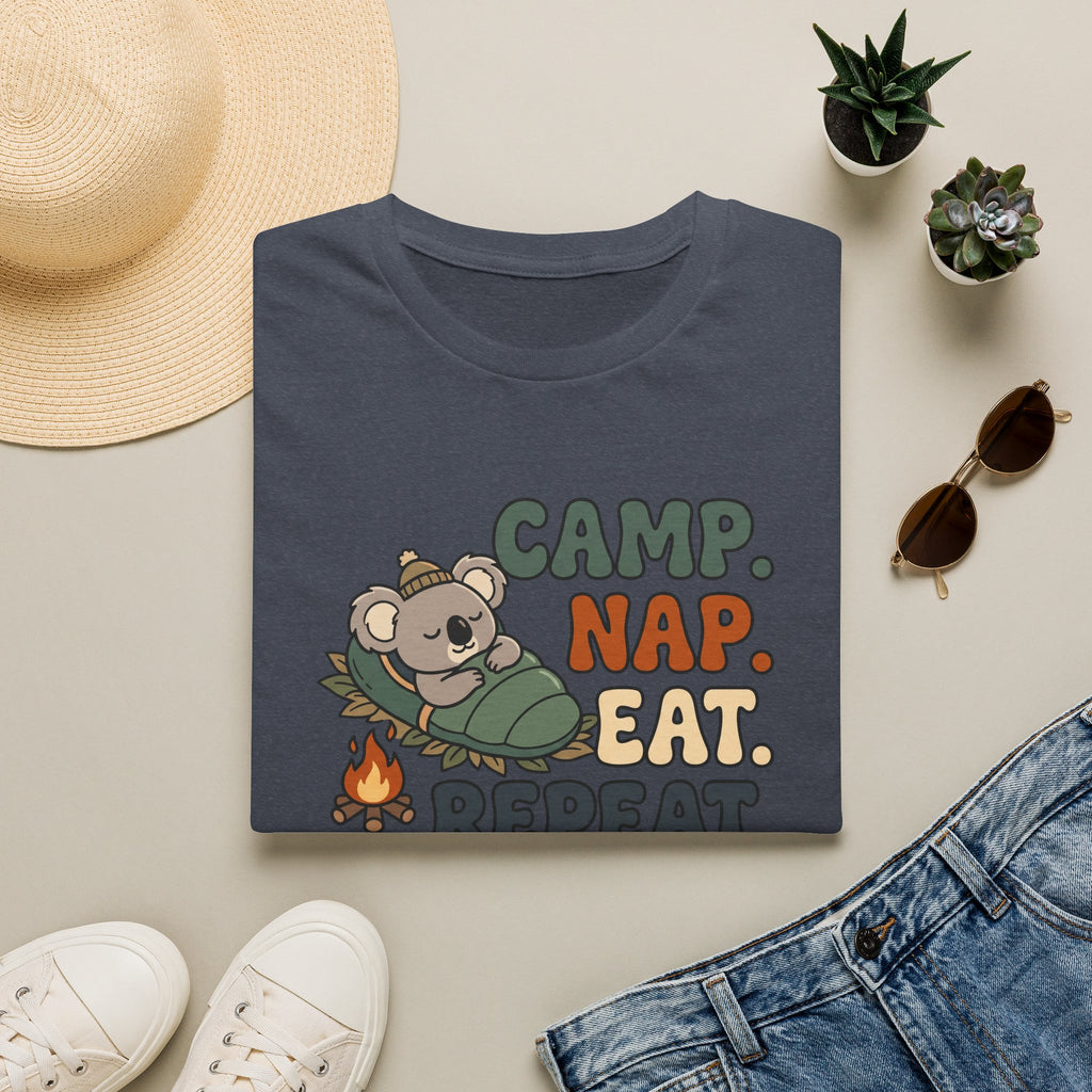 Camp nap eat repeat koala – Adventure Graphic Cartoon Art T-Shirt