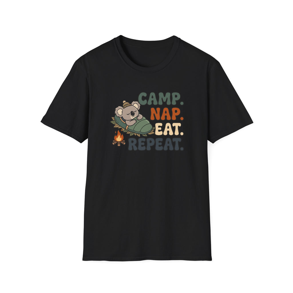 Camp nap eat repeat koala – Adventure Graphic Cartoon Art T-Shirt