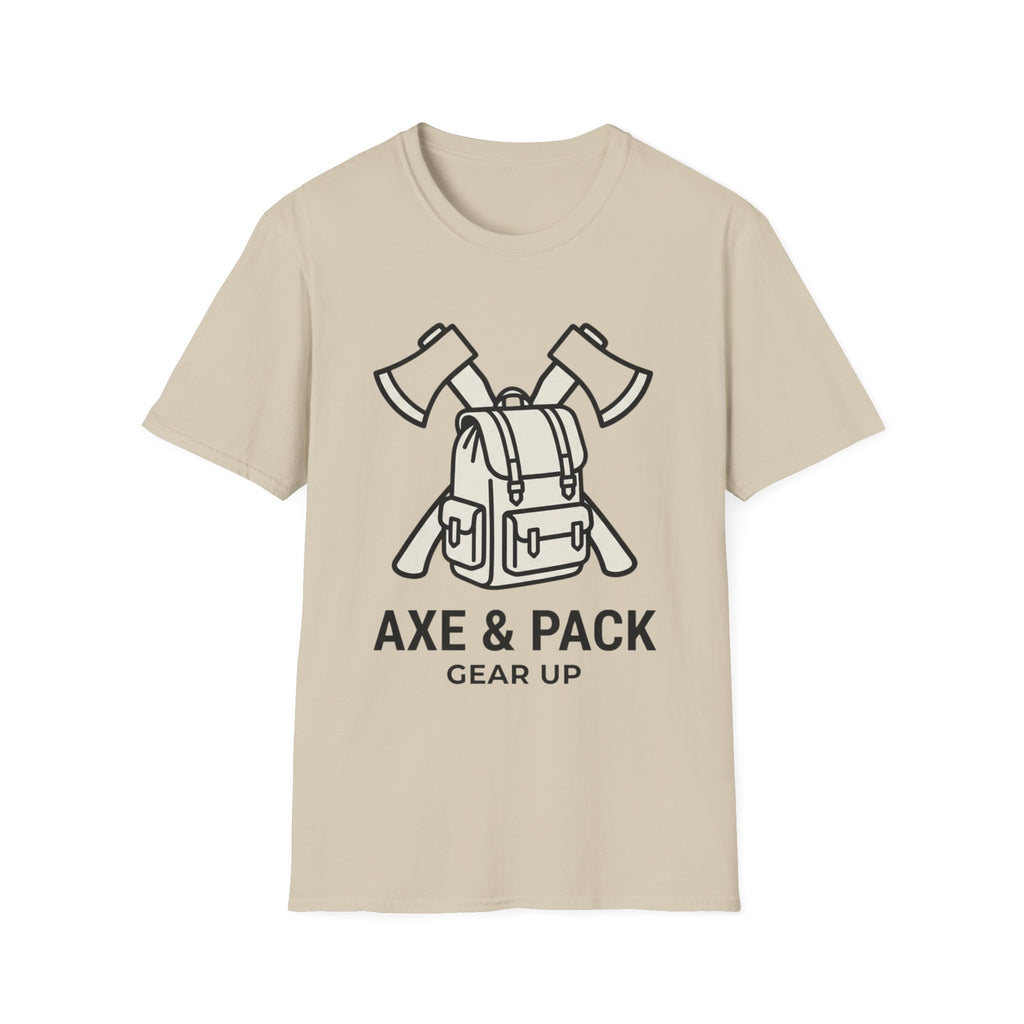 Axe and pack gear up – Adventure Graphic Line Art T-Shirt