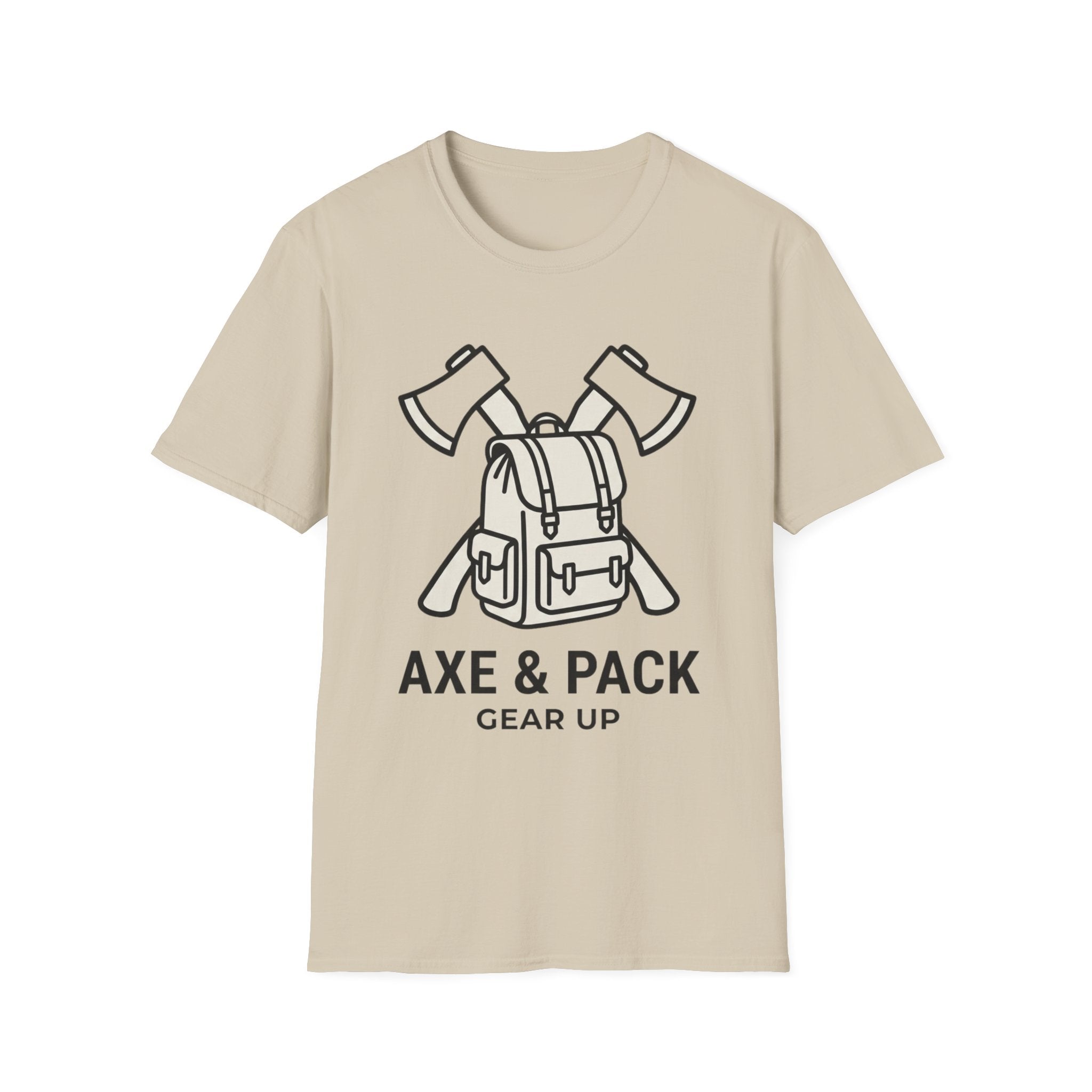 Axe and pack gear up – Adventure Graphic Line Art T-Shirt