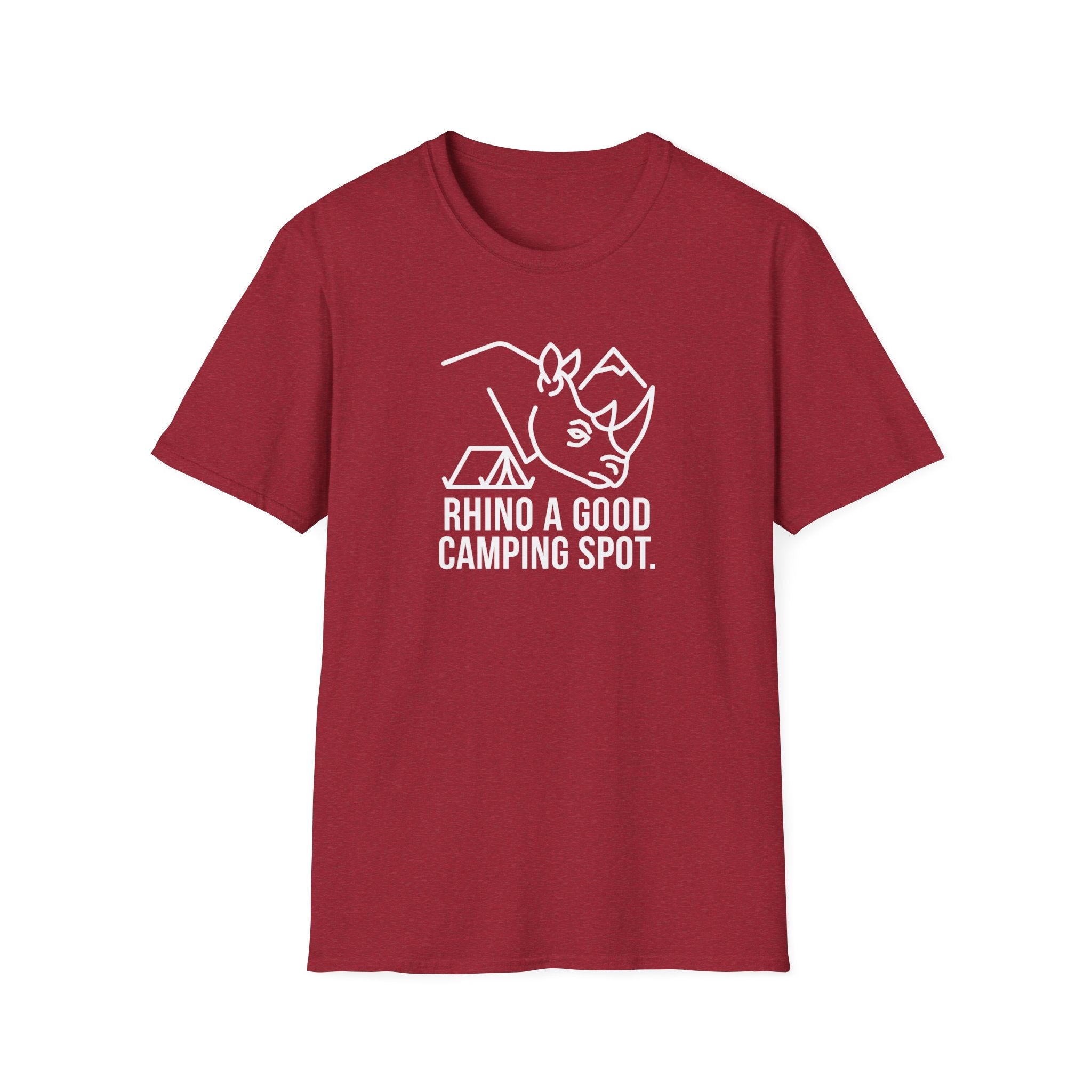 Rhino a good camping spot – Adventure Graphic Line Art T-Shirt