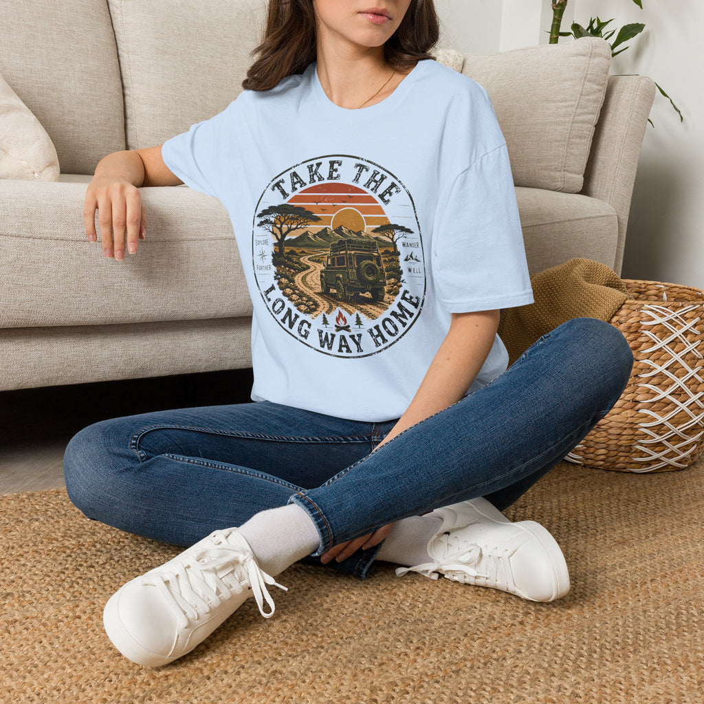 Take the long way – Adventure Graphic Badge T-Shirt