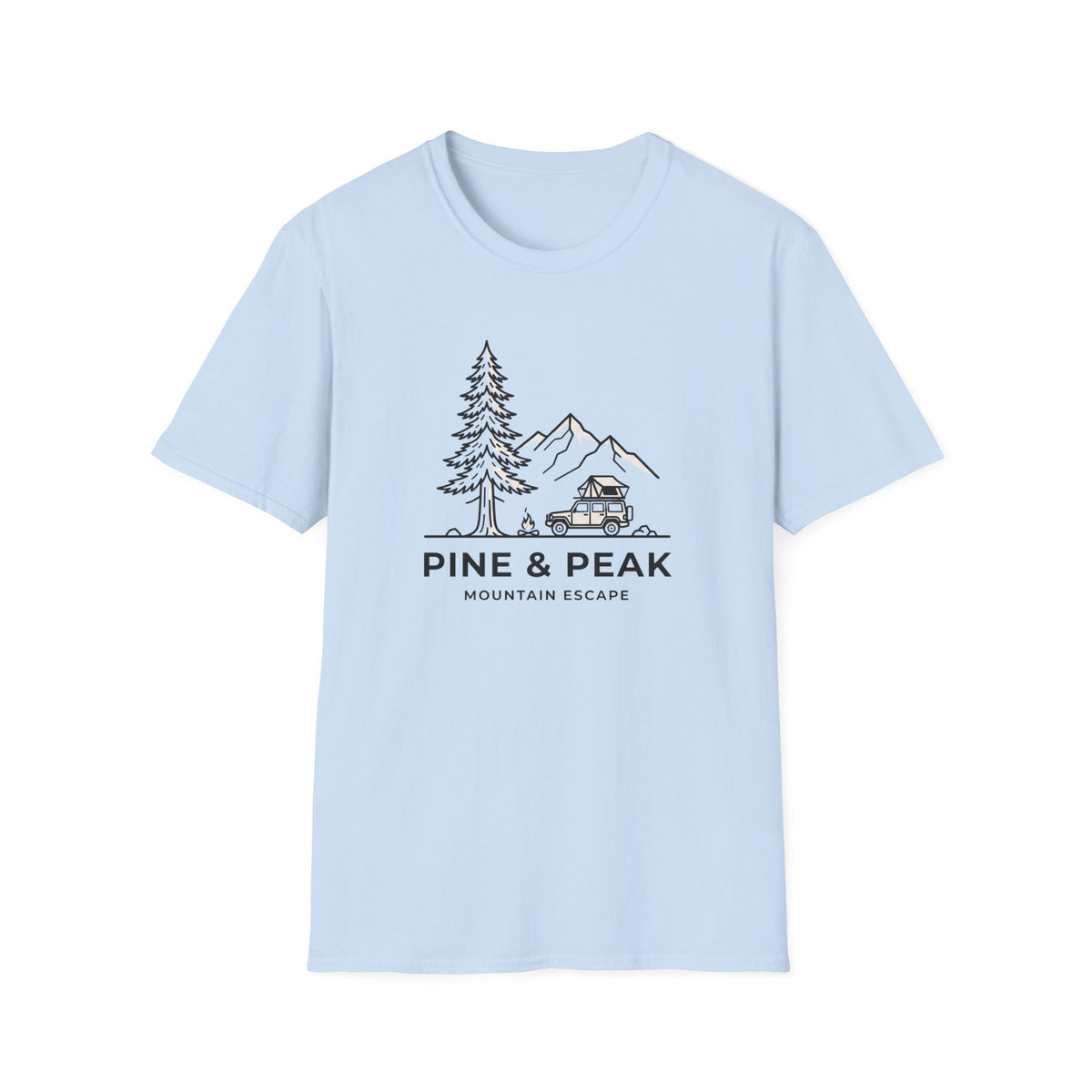 Pine and peak mountain escape – Adventure Graphic Line Art T-Shirt