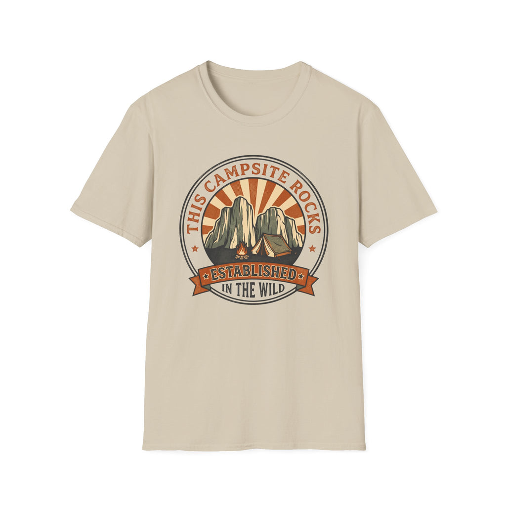 This camp site rocks – Adventure Graphic Badge Art T-Shirt