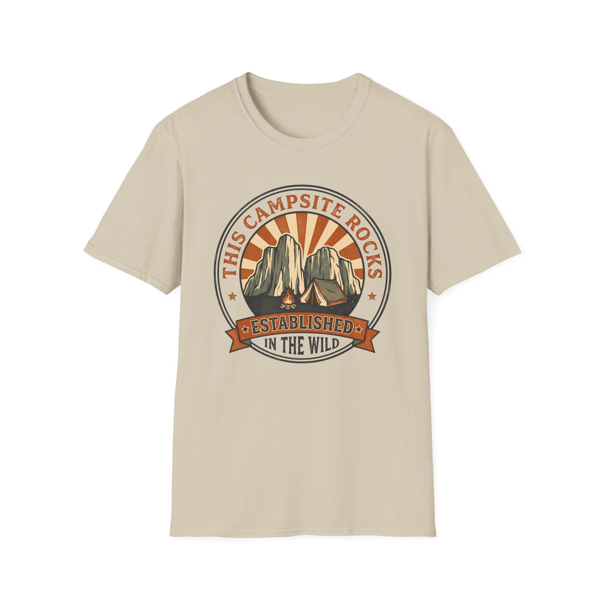 This camp site rocks – Adventure Graphic Badge Art T-Shirt