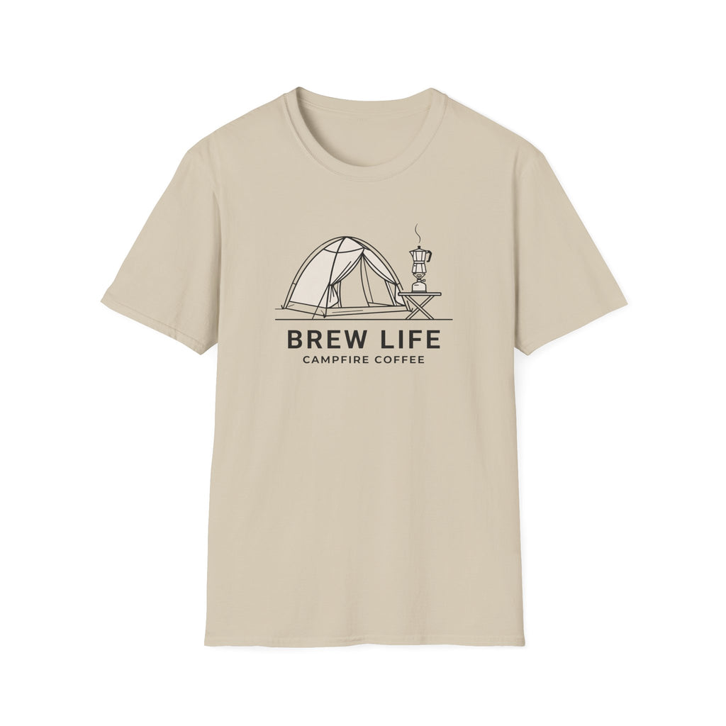 Brew life campfire coffee – Adventure Graphic Line Art T-Shirt