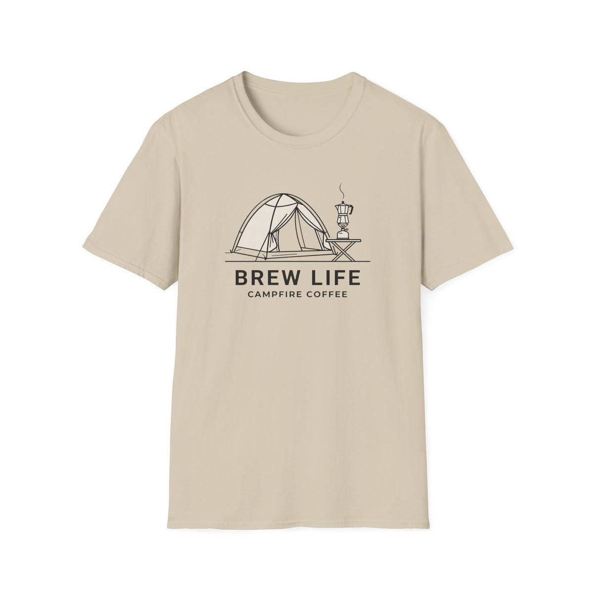 Brew life campfire coffee – Adventure Graphic Line Art T-Shirt