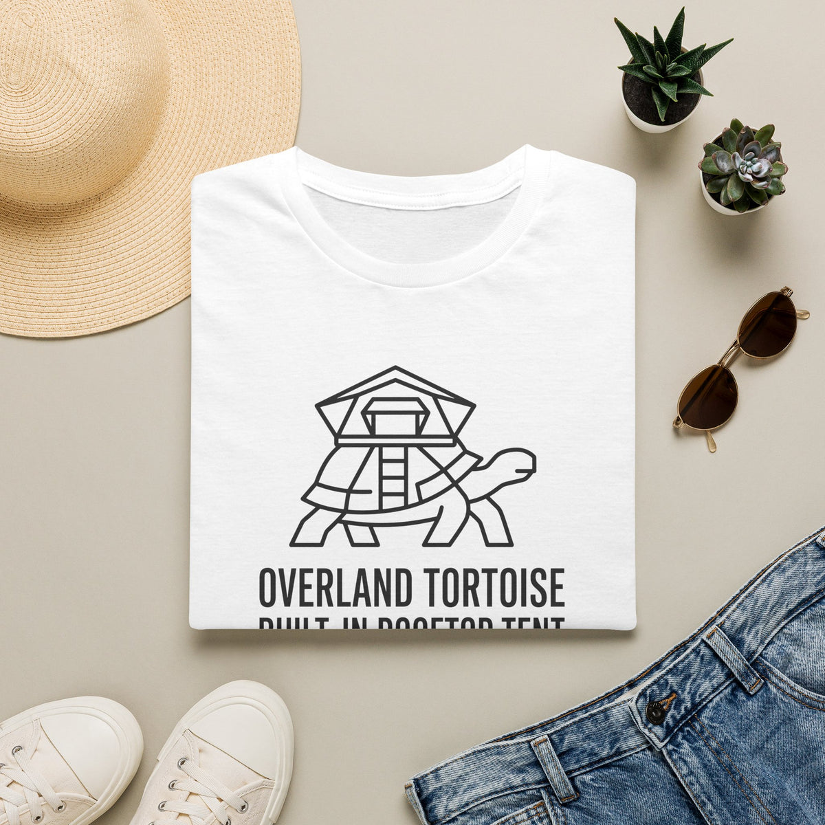 Overland tortoise – Adventure Graphic Line Art T-Shirt