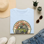 Camping light was never an option – Adventure Graphic Badge Art T-Shirt