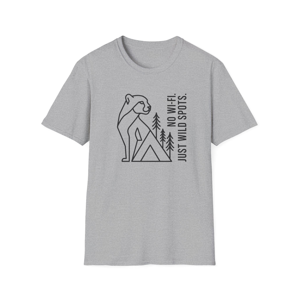 No wifi just wild spots tent – Adventure Graphic Line Art T-Shirt
