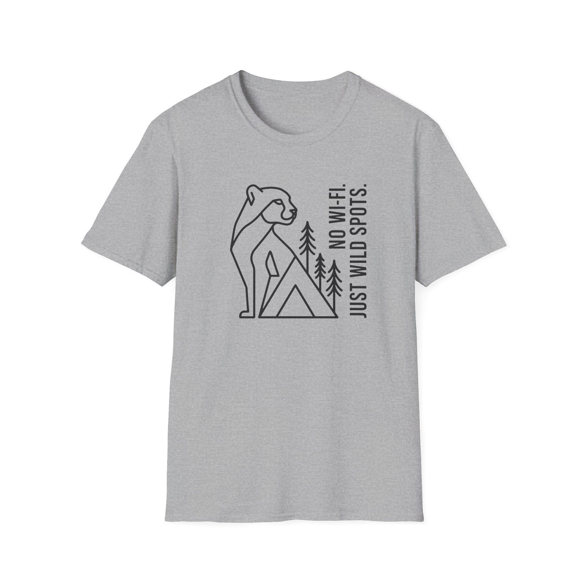 No wifi just wild spots tent – Adventure Graphic Line Art T-Shirt