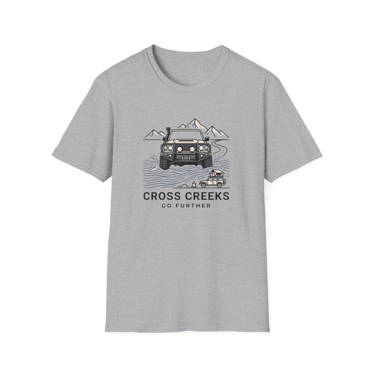 Cross creeks go further – Adventure Graphic Line Art T-Shirt