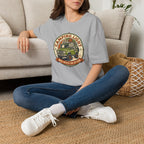 Camping light was never an option – Adventure Graphic Badge Art T-Shirt