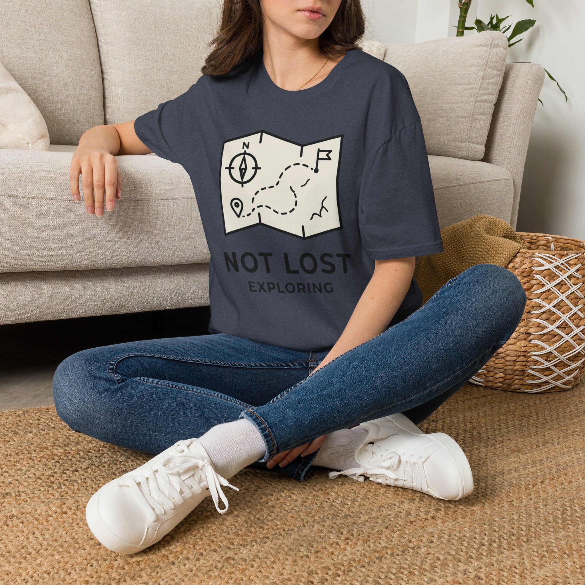Not lost exploring – Adventure Graphic Line Art T-Shirt