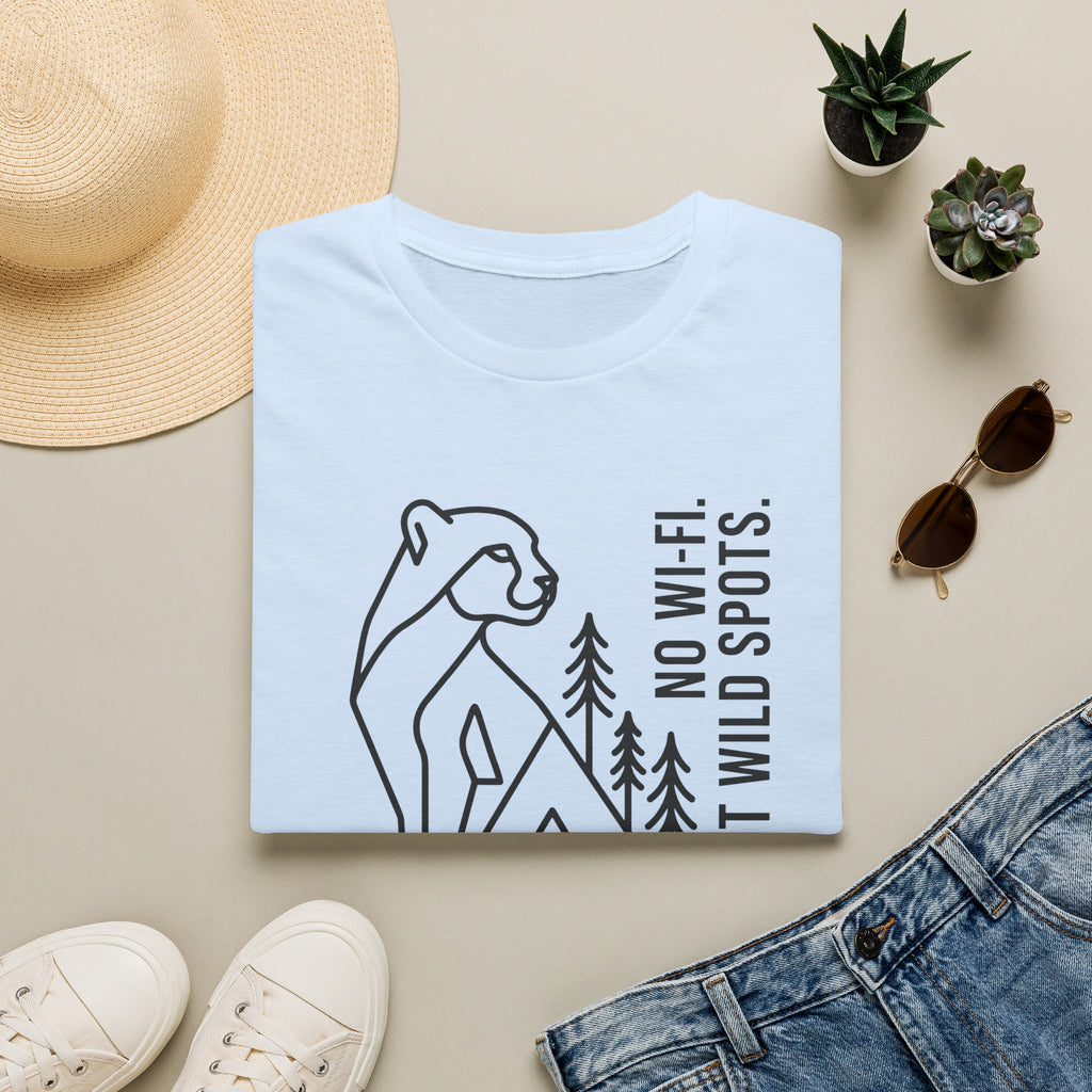 No wifi just wild spots tent – Adventure Graphic Line Art T-Shirt