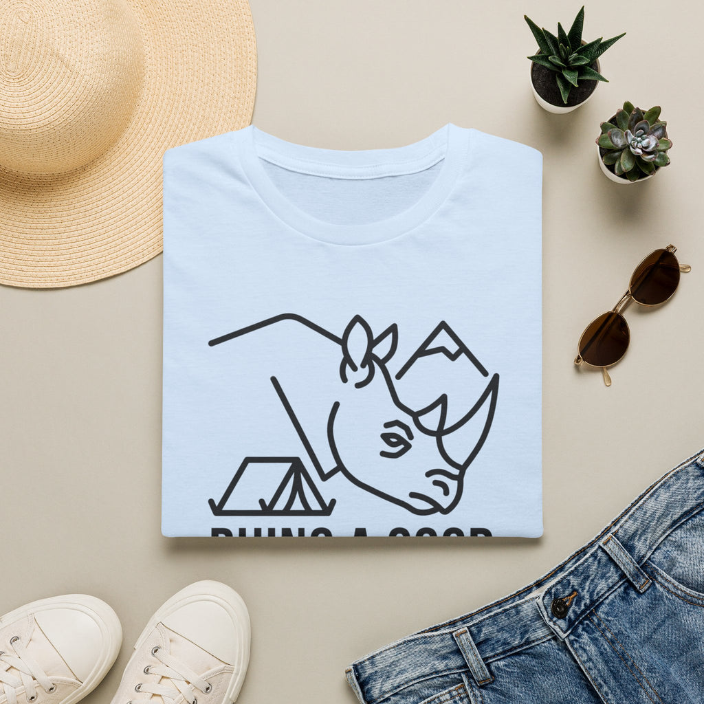 Rhino a good camping spot – Adventure Graphic Line Art T-Shirt