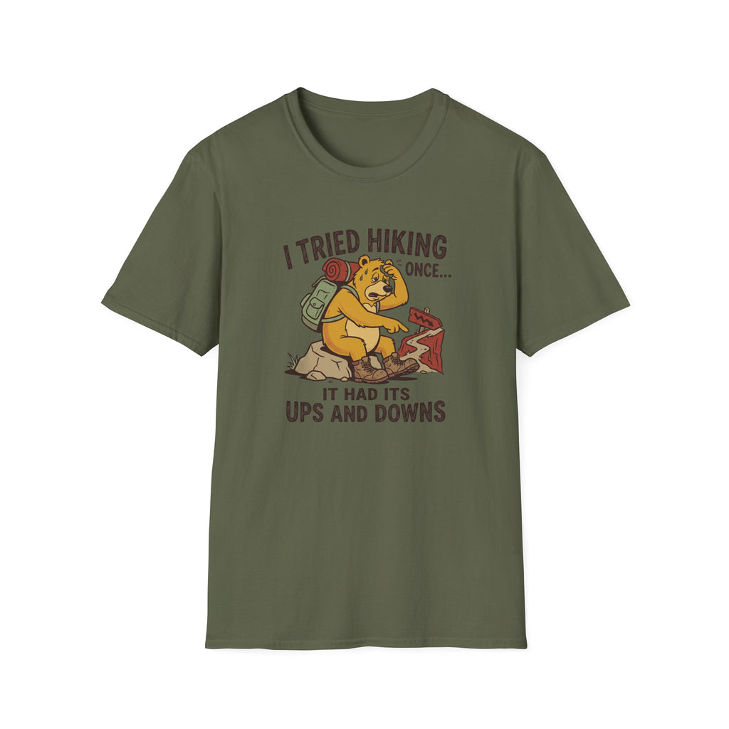 Hiking ups and downs bear – Adventure Graphic Cartoon Art T-Shirt