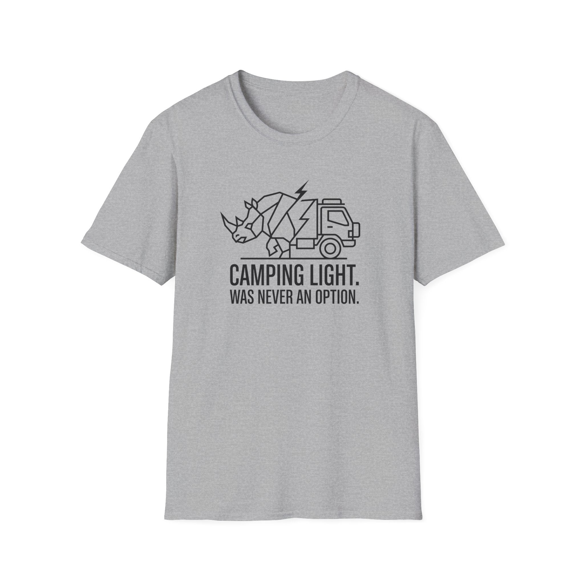 Camping light was never an option – Adventure Graphic Line Art T-Shirt