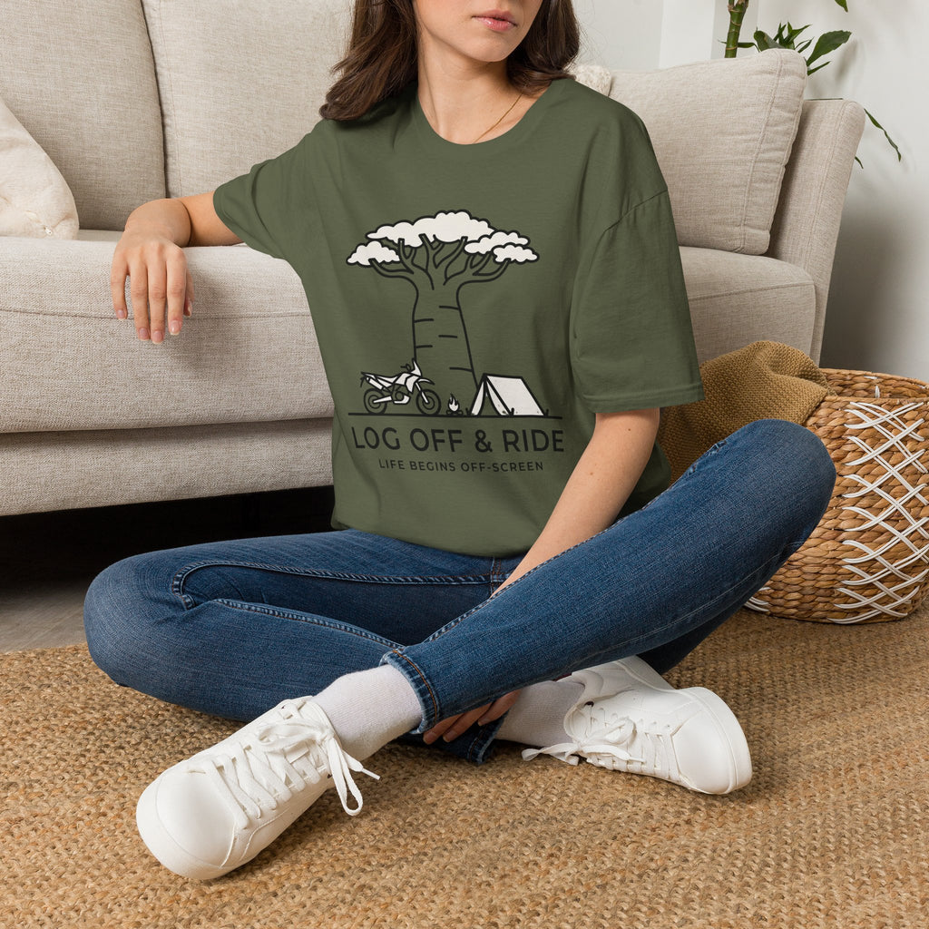 Log off and ride – Adventure Graphic Line Art T-Shirt