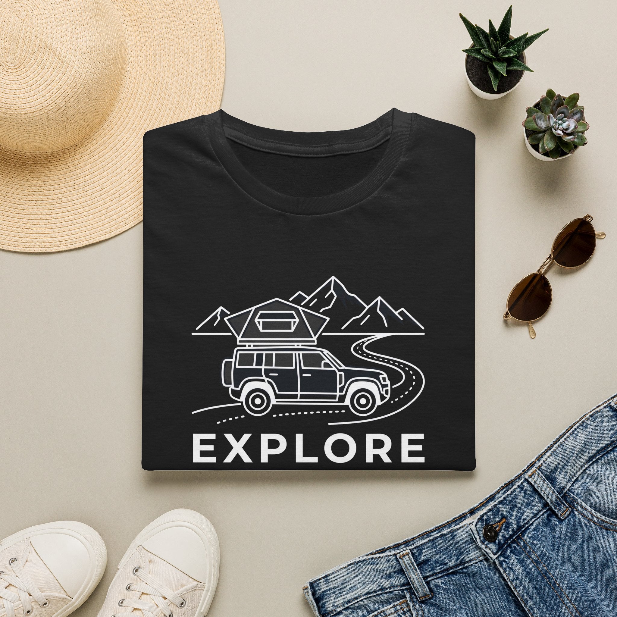 Explore the unknown find your path – Adventure Graphic Line Art T-Shirt